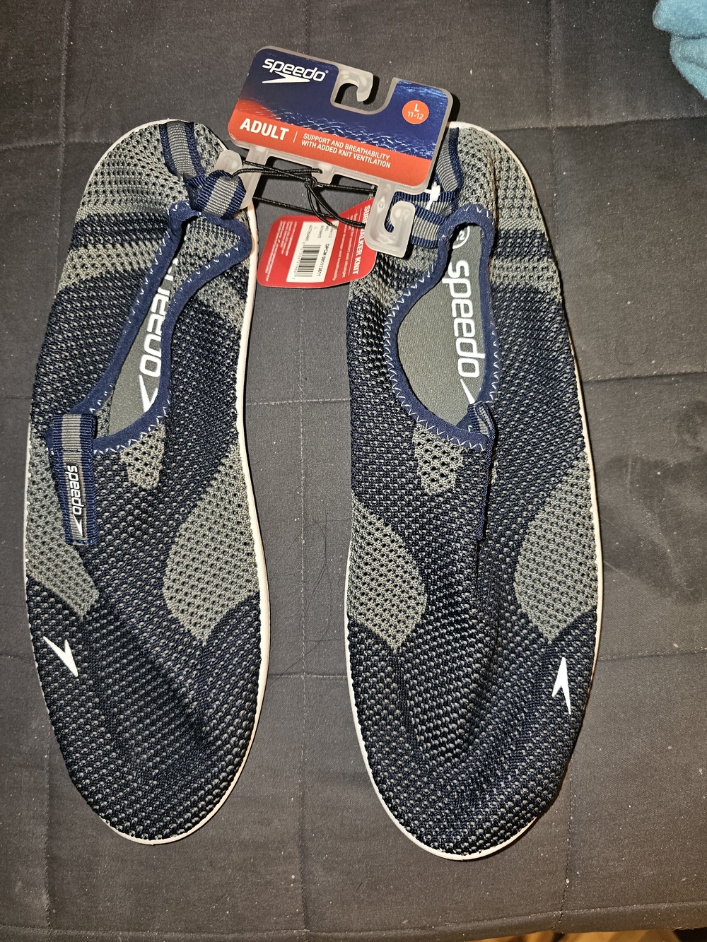 Speedo Men’s SURF WALKER KNIT Navy and Gray Slip-On Water Shoes